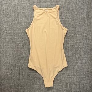 Skims Fits Everybody High‎ Neck Thong Bodysuit Sand Beige Size XS Nude Shapewear